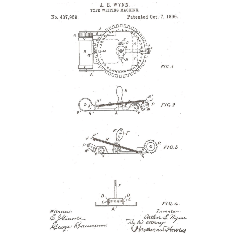 Brevetto della Pocket typewriter no. 437.959